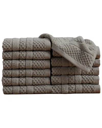 Linery & Co . 12pc Giuliana 100% Cotton Textured Washcloth Set In Gray