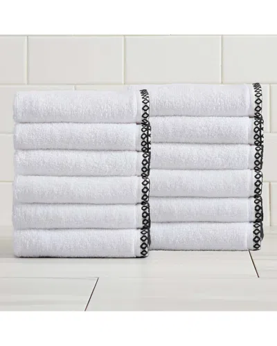 Linery & Co . 12pc Valery Quick-dry Cotton Washcloth Set In Black