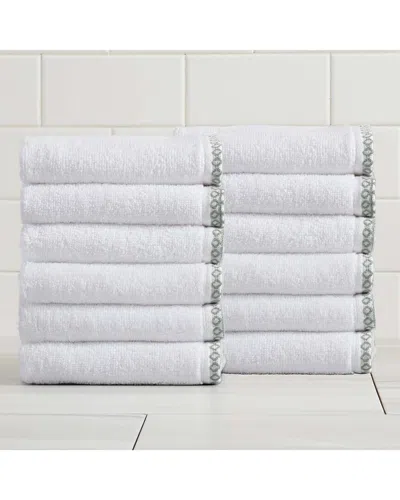 Linery & Co . 12pc Valery Quick-dry Cotton Washcloth Set In White
