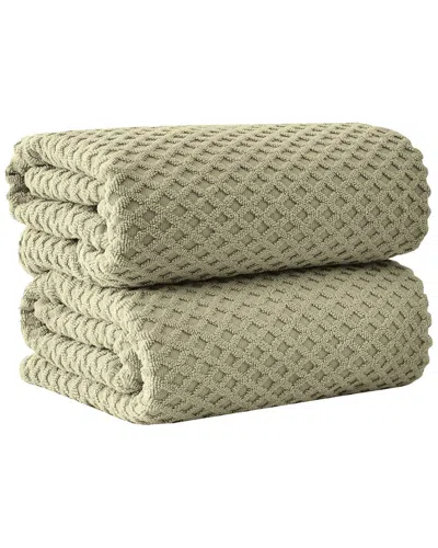 Linery & Co . 2pc Grayson Cotton Diamond Waffle Texture Bath Sheet Set