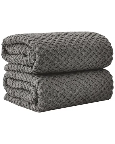 Linery & Co . 2pc Grayson Cotton Diamond Waffle Texture Bath Sheet Set