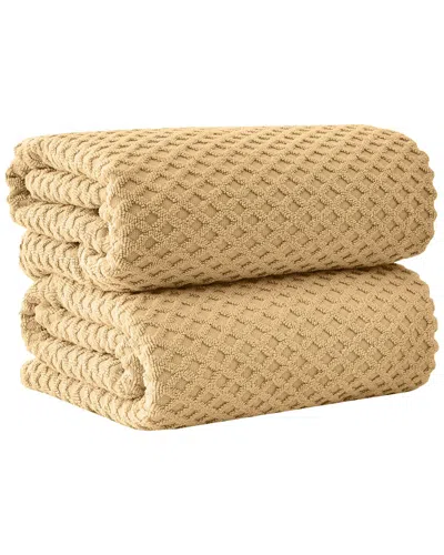 Linery & Co . 2pc Grayson Cotton Diamond Waffle Texture Bath Sheet Set