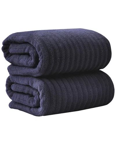 Linery & Co . 2pc Karina Combed Cotton Bath Sheet Set In Blue