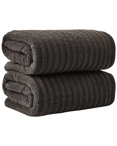 Linery & Co . 2pc Karina Combed Cotton Bath Sheet Set In Brown