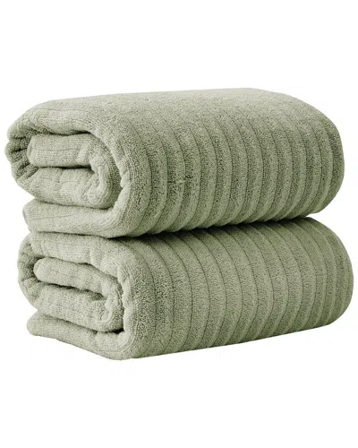 Linery & Co . 2pc Karina Combed Cotton Bath Sheet Set In Green