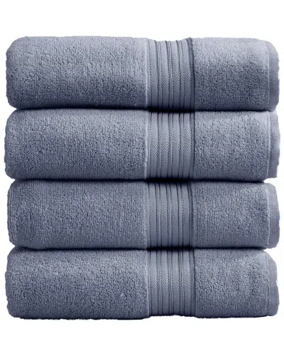 Linery & Co . 4pc Cooper Ringspun Cotton Bath Towel Set In Blue