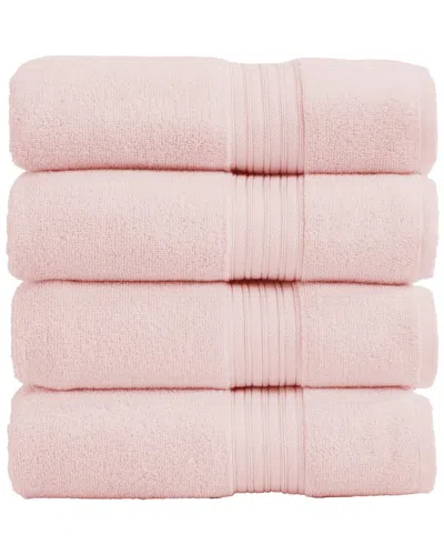 Linery & Co . 4pc Cooper Ringspun Cotton Bath Towel Set In Pink