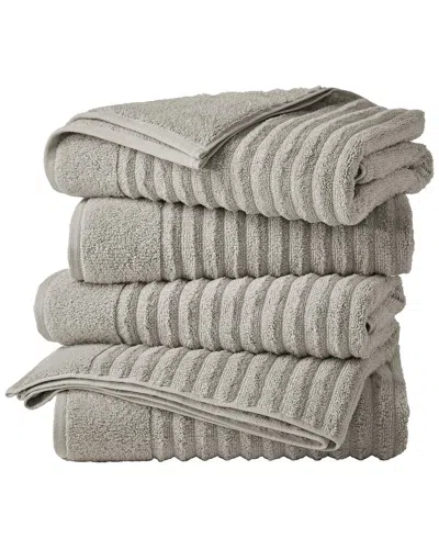 Linery & Co . 4pc Karina Combed Cotton Bath Towel Set In Gray