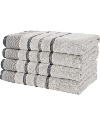 Linery & Co . 4pc Noelle Luxury Cotton Decorative Bath Towel Set In Gray