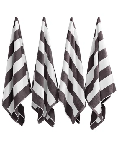 Linery & Co . 4pc Novia Oversized Cotton Cabana Beach Towel Set In Brown