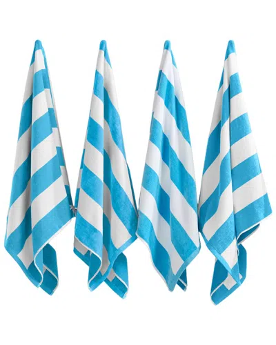 Linery & Co . 4pc Novia Cotton Cabana Beach Towel Set In Blue