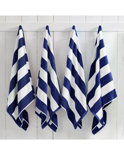 Linery & Co . 4pc Novia Cotton Cabana Beach Towel Set In Blue