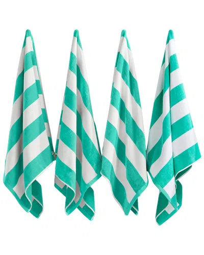 Linery & Co . 4pc Novia Cotton Cabana Beach Towel Set In Green