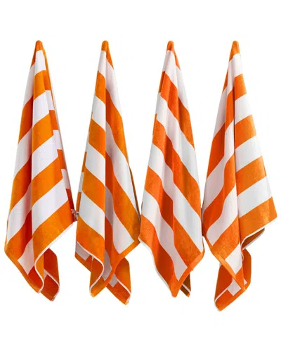 Linery & Co . 4pc Novia Cotton Cabana Beach Towel Set In Orange