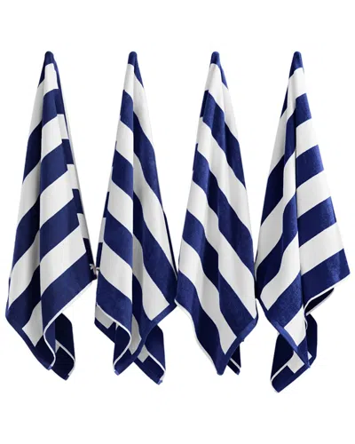 Linery & Co . 4pc Novia Oversized Cabana Beach Towel Set In Blue