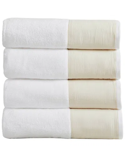 Linery & Co . 4pc Priya Ultra-soft Cotton & Linen Bath Towel Set In White