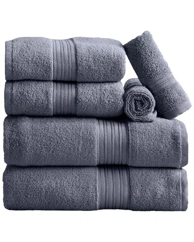 Linery & Co . 6pc Cooper Ringspun Cotton Bath Towel Set In Blue