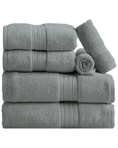 Linery & Co . 6pc Cooper Ringspun Cotton Bath Towel Set In Gray