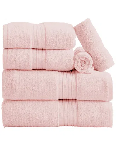 Linery & Co . 6pc Cooper Ringspun Cotton Bath Towel Set In Pink