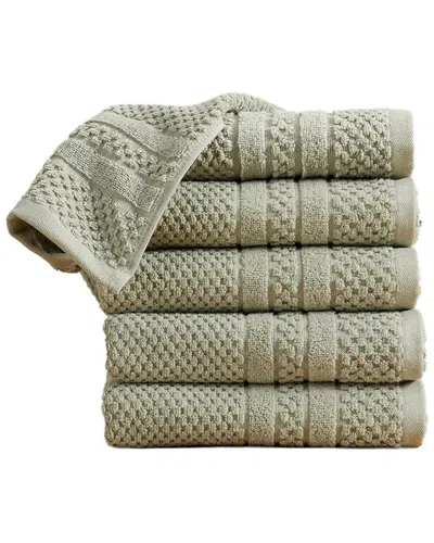 Linery & Co . 6pc Giuliana 100% Cotton Textured Hand Towel Set In Green