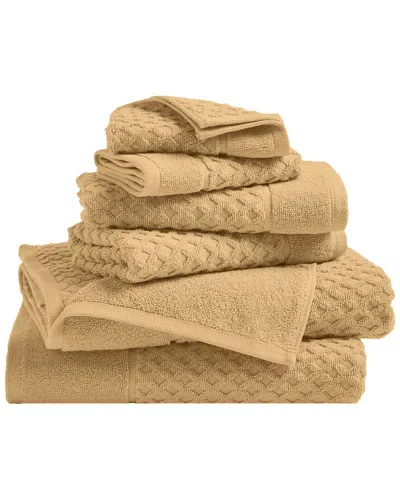 Linery & Co . 6pc Grayson Cotton Diamond Waffle Texture Bath Set In Brown