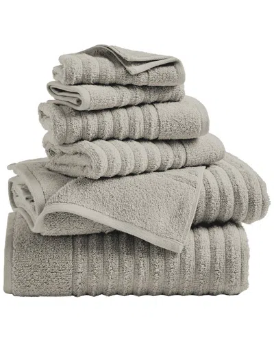 Linery & Co . 6pc Karina Combed Cotton Bath Set In Gray