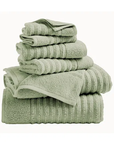 Linery & Co . 6pc Karina Combed Cotton Bath Set In Green