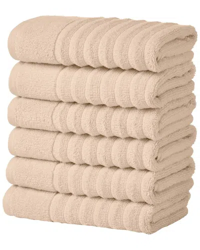 Linery & Co . 6pc Karina Combed Cotton Hand Towel Set In Neutral