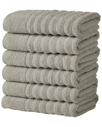 Linery & Co . 6pc Karina Combed Cotton Hand Towel Set In Gray