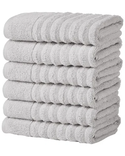 Linery & Co . 6pc Karina Combed Cotton Hand Towel Set In Gray