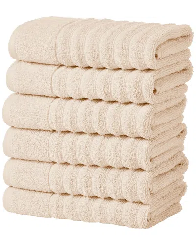 Linery & Co . 6pc Karina Combed Cotton Hand Towel Set In Neutral