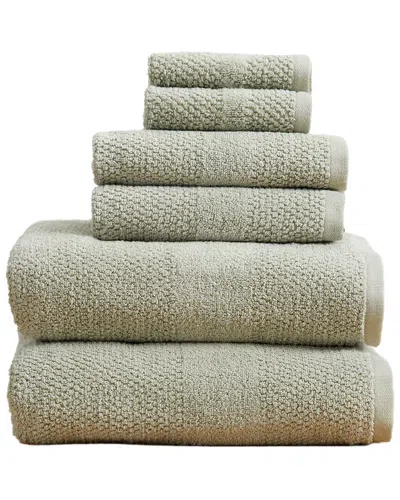 Linery & Co . 6pc Marbella 100% Cotton Quick Dry Bath Set In Green