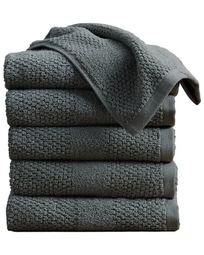 Linery & Co . 6pc Marbella 100% Cotton Quick Dry Hand Towel Set In Black