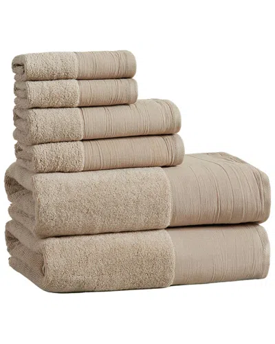 Linery & Co . 6pc Priya Ultra-soft Cotton & Linen Bath Set In Brown