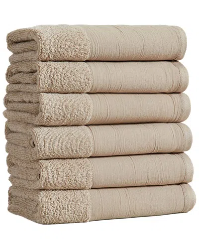 Linery & Co . 6pc Priya Ultra-soft Cotton & Linen Hand Towel Set In Neutral