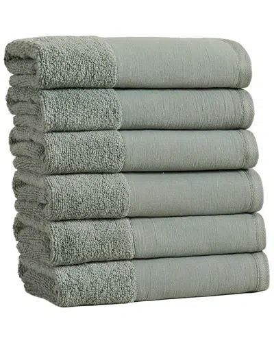Linery & Co . 6pc Priya Ultra-soft Cotton & Linen Hand Towel Set In Gray