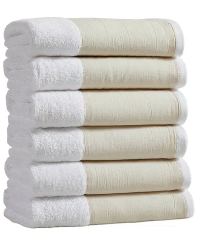 Linery & Co . 6pc Priya Ultra-soft Cotton & Linen Hand Towel Set In White