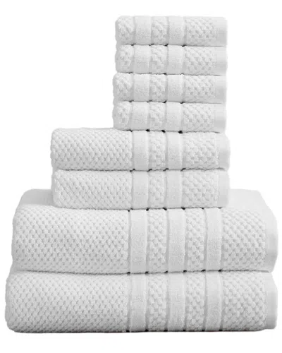 Linery & Co . 8pc Giuliana 100% Cotton Textured Bath Set In White