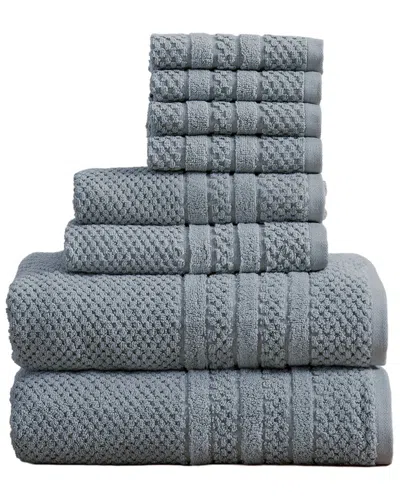 Linery & Co . 8pc Giuliana 100% Cotton Textured Bath Set In Blue