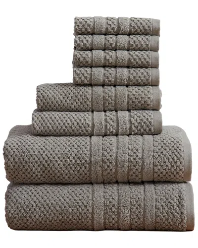 Linery & Co . 8pc Giuliana 100% Cotton Textured Bath Set In Gray
