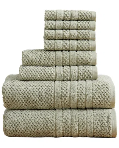 Linery & Co . 8pc Giuliana 100% Cotton Textured Bath Set In Green