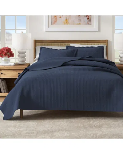 Linery & Co . Alicia Channel-stitch Quilt Set In Blue