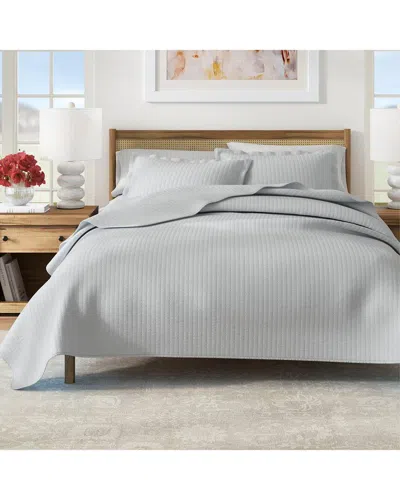 Linery & Co . Alicia Channel-stitch Quilt Set In Gray