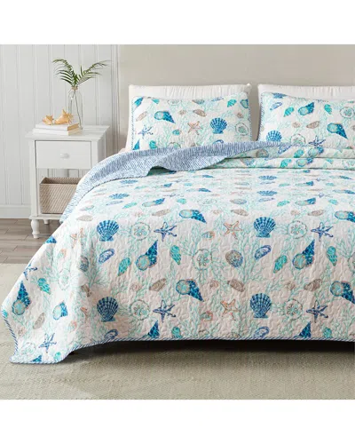 Linery & Co . Bali Coastal Quilt Set With Shams In Blue