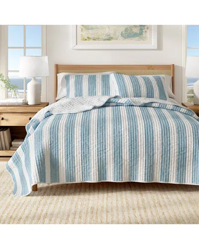 Linery & Co . Casco Bay Stripes & Anchors Quilt Set In Blue