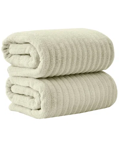 Linery & Co . Combed Cotton 2pc Bath Sheet Set In Green