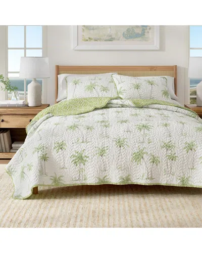 Linery & Co . Coronado Tropical Palm Stitched Quilt Set In Green