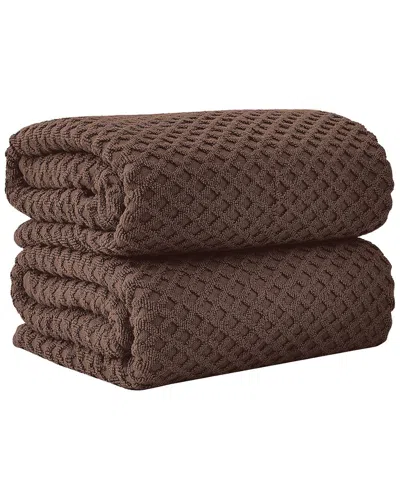 Linery & Co . Cotton Diamond Waffle Texture 2pc Bath Sheet Set