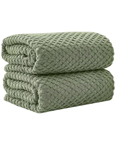 Linery & Co . Cotton Diamond Waffle Texture 2pc Bath Sheet Set