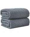 Linery & Co . Cotton Diamond Waffle Texture 2pc Bath Sheet Set In Multi